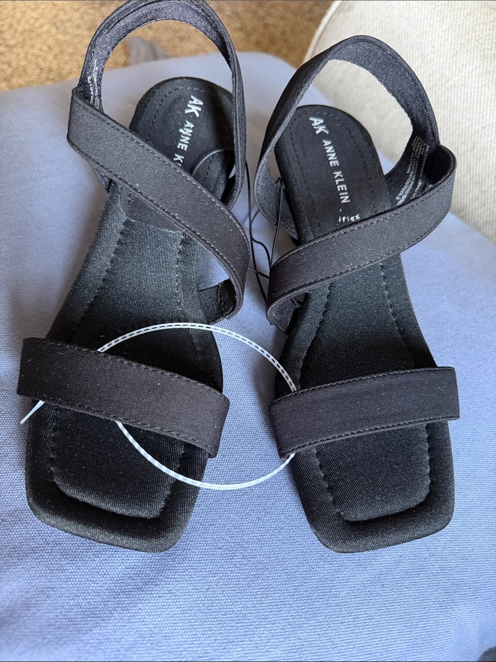 Anne Klein Black Crisscross Slingback Sandals